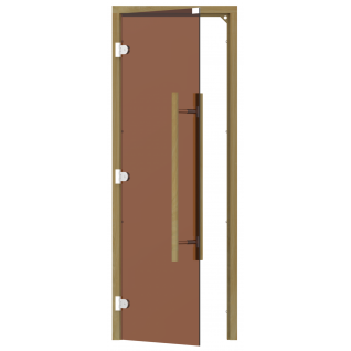 Дверь SAWO 741-3SGD-L-2, бронза без порога с вертикальной прямой ручкой 559, левая, кедр