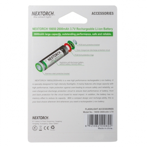 Nextorch Аккумулятор Nextorch 18650 Li-Ion 3.6 В 2.600 мАч. 8917337 1