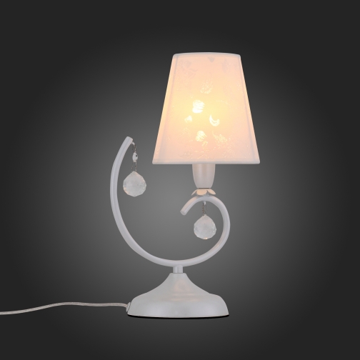 Настольная лампа St Luce Перламутровый белый, Прозрачный/Белый E14 1*40W 37396352 1