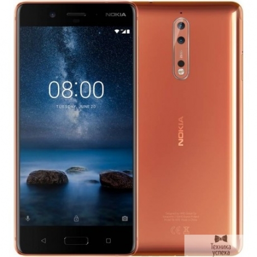 Nokia NOKIA 8 DS POLISHED COPPER 11NB1M01A08 5.3'' ( 2560x1440)IPS/Snapdragon 835 MSM8998/64Gb/4Gb/3G/4G/13/13MP+13MP/Android 7.1 6872697