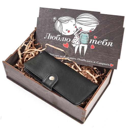 Набор: «Люблю тебя»: клатч на кнопке + темная подарочная коробка из березы Russian Handmade (Глазов) 42502651
