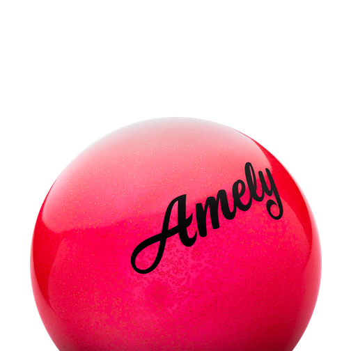 Мяч для художественной гимнастики Amely Agb-102, 15 см, красный, с блестками 42252913