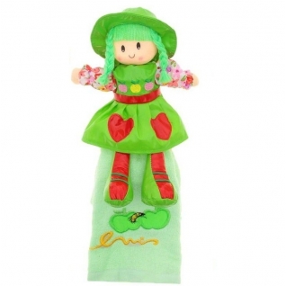 Мягкая игрушка "Оля" с полотенцем, зеленая