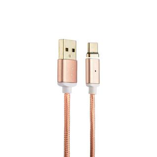 USB дата-кабель COTEetCI M42 с индикатором NYLON USB Type-C+Magnet System CS2156-MRG (1.2 м) Розовое золото