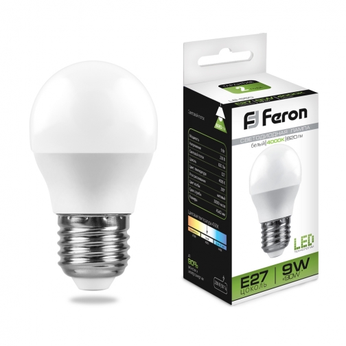 Светодиодная лампа Feron LB-550 (9W) 230V E27 4000K G45 8164274