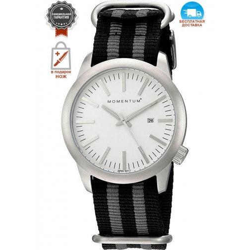 Часы Momentum Logic Steel White, нато полосатый 1M-SP10W7S Momentum by St. Moritz Watch Corp 37687617