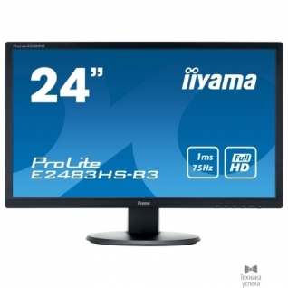 Iiyama IIYAMA 24" E2483HS-B3 черный TN 1920х1080, 1ms 250cd/m2, H170°/V160°, 80М:1, HDMI D-Sub DisplayPort