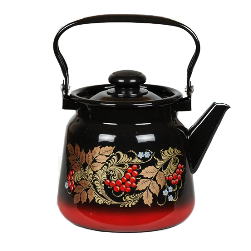Чайник эмалированный 3,5 л с рисунком Красно-чёрный 37658647