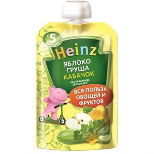 Детское пюре Heinz "Яблоко, груша, кабачок" (с 5 мес.), 90 гр