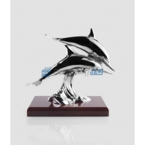Скульптура "Пара дельфинов" с посеребрением