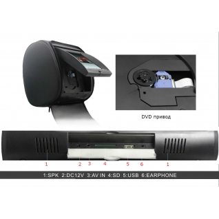 Подголовник с монитором 9" и встроенным DVD плеером FarCar-Z009 (Black) FarCar