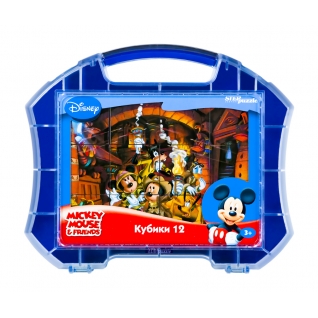 Набор из 12 кубиков в чемоданчике "Дисней" - Микки Маус и его друзья Step Puzzle