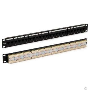 Hyperline Hyperline PP3-19-48-8P8C-C6-110D Патч-панель 19", 2U, 48 портов RJ-45, категория 6, Dual IDC, ROHS, цвет черный (задний кабельный организатор в комплекте)